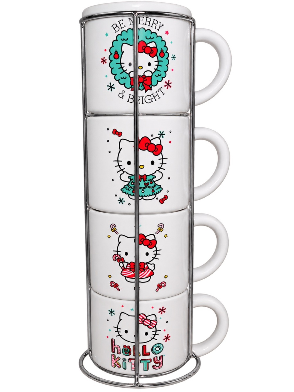 Hello Kitty Christmas Stackable Ceramic Mugs Set of 4